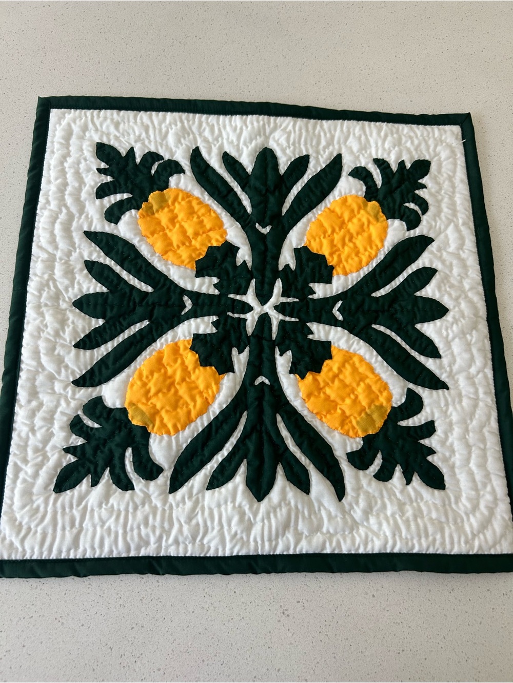 Kenui Quilts Hawaiian Quilt Throw Pillow Cover 1 19” x 19” Handmade Pineapple